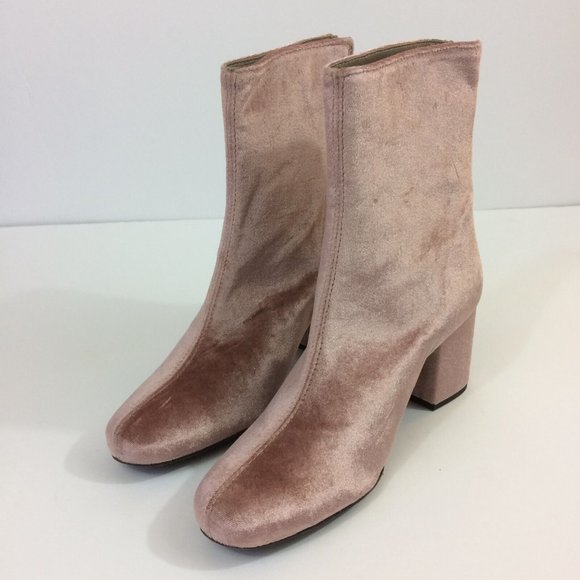 Free People Womens Boots Cecile Blush Pink Velvet Crushed Velvet Size US 9 EU 39 - Picture 4 of 9